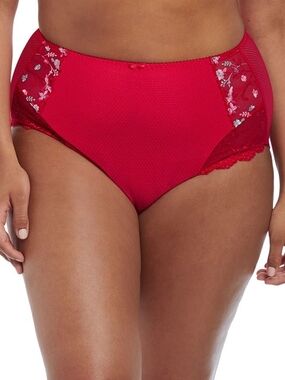 Elomi Red Floral Embroidered High-Cut Brief